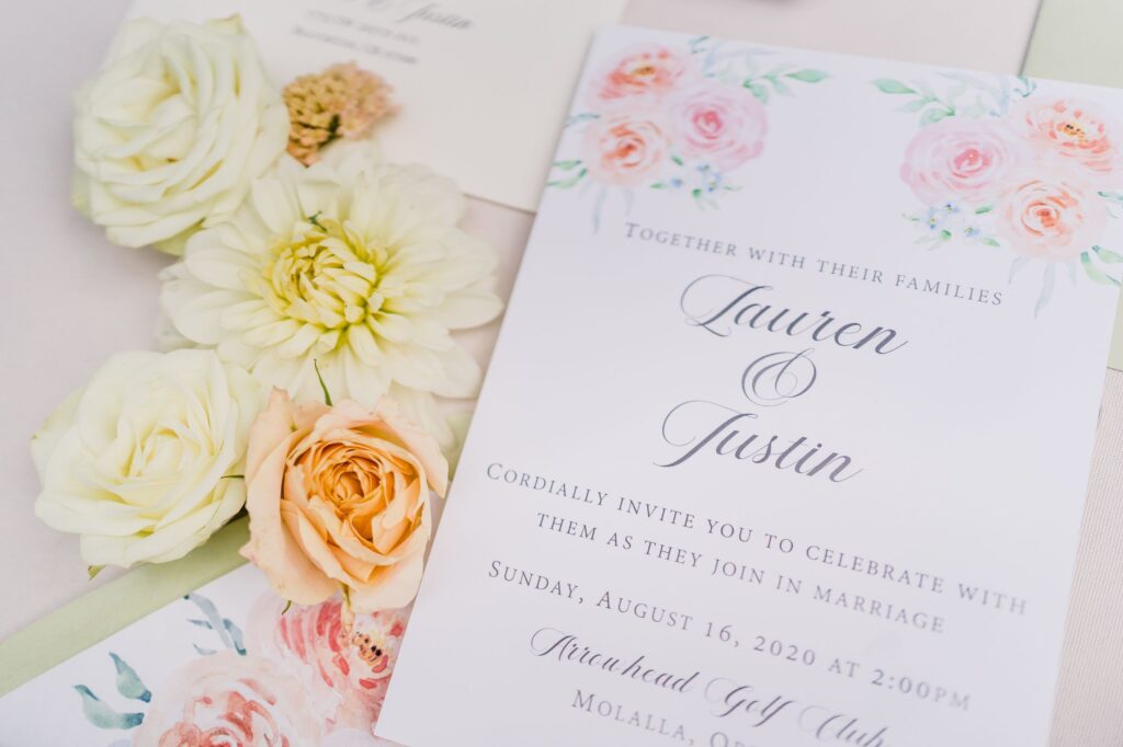 Floral wedding invitation by Blue Bonsai Printing